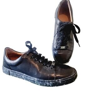 Frye Ivy Low Lace Black Leather Sneakers Marbled Sole 3471301-BLK Womens 8.5M